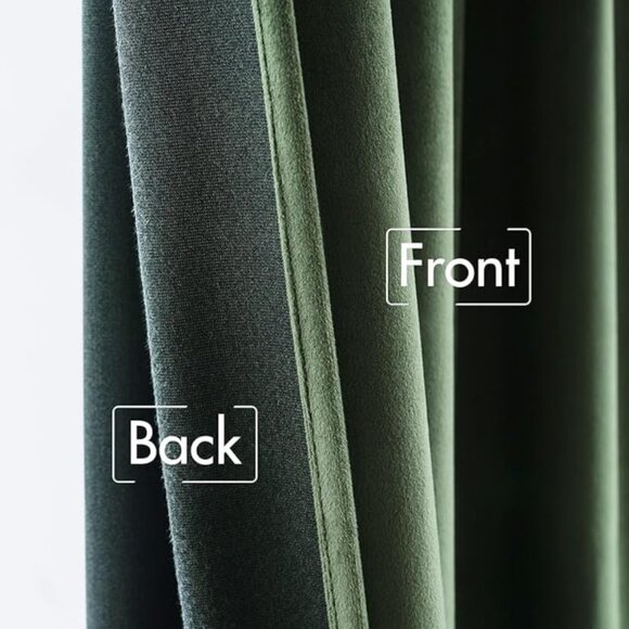 (Set of 3) Luxury Blackout Curtains Olive Green W52 x L84 inches - Picture 3 of 6